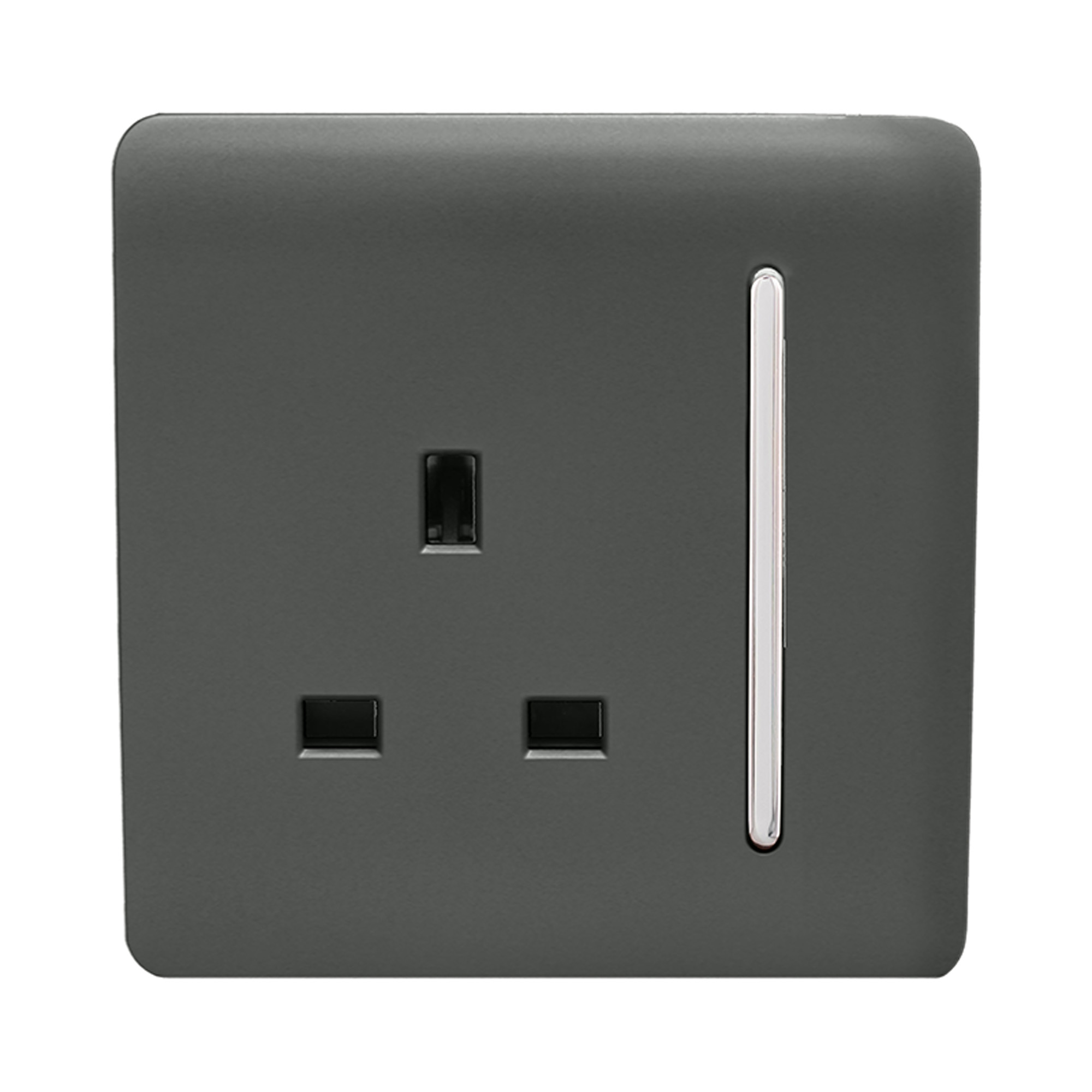 ART-SKT13CH  1 Gang 13Amp Switched Socket Chrome Rocker Charcoal Finish